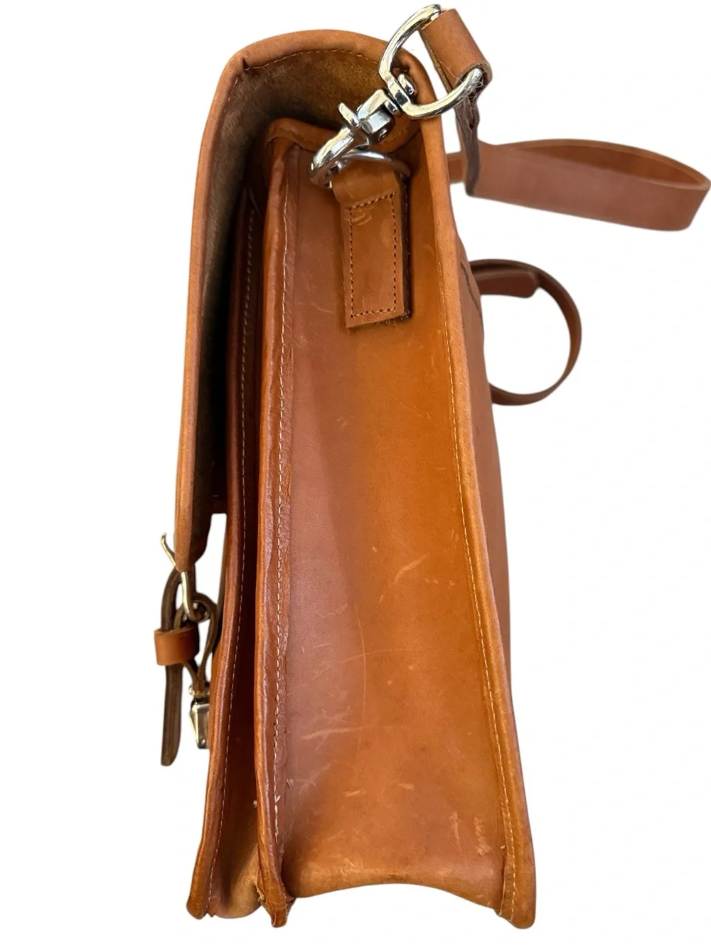 Vintage Robert Cheau Saddle Tan Leather Briefcase Messenger Bag Unused